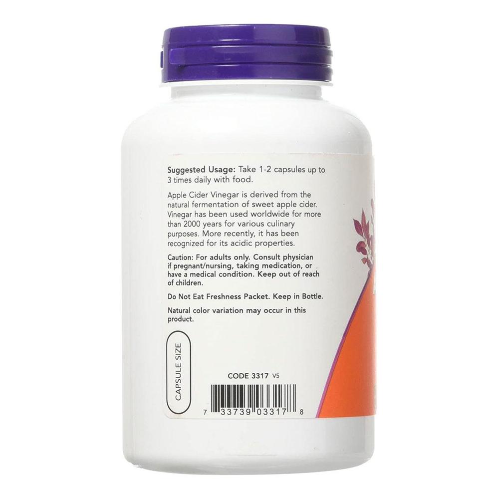 Foto 3 pulgar | Vitaminas Now Vinagre De Manzana 450mg 180 Cápsulas