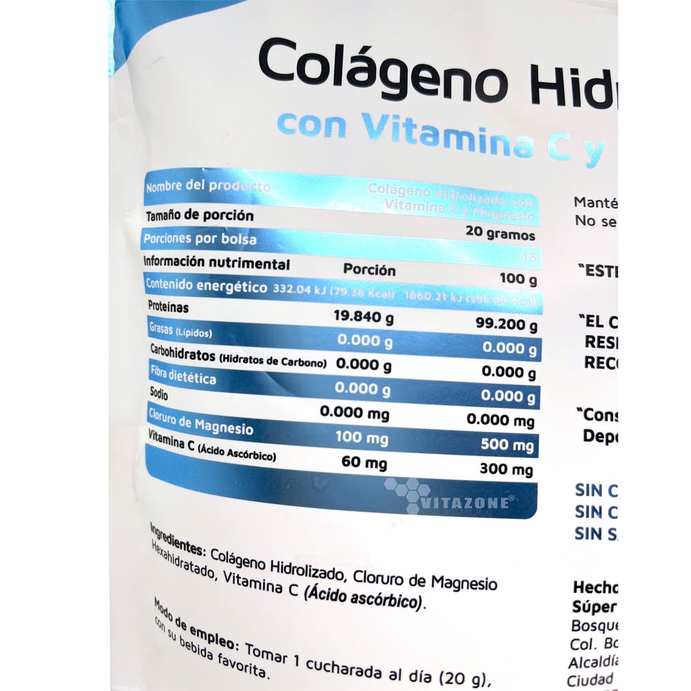Foto 3 pulgar | Colágeno Hidrolizado Puro Con Vitamina C Y Magnesio 300 Grs