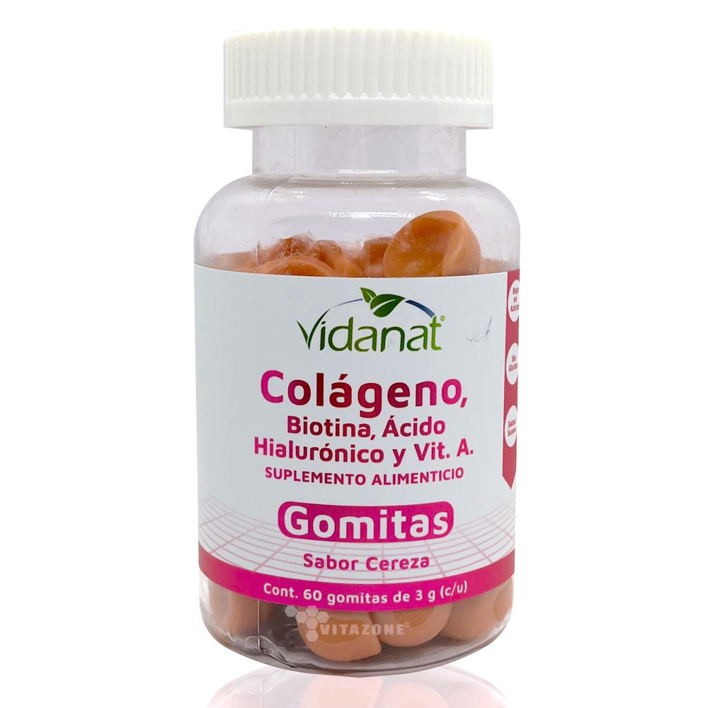 Foto 2 pulgar | Colágeno Biotina Ácido Hialurónico Vidanat 60 Gomitas Cereza