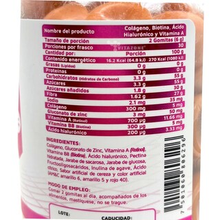 Foto 2 | Colágeno Biotina Ácido Hialurónico Vidanat 60 Gomitas Cereza