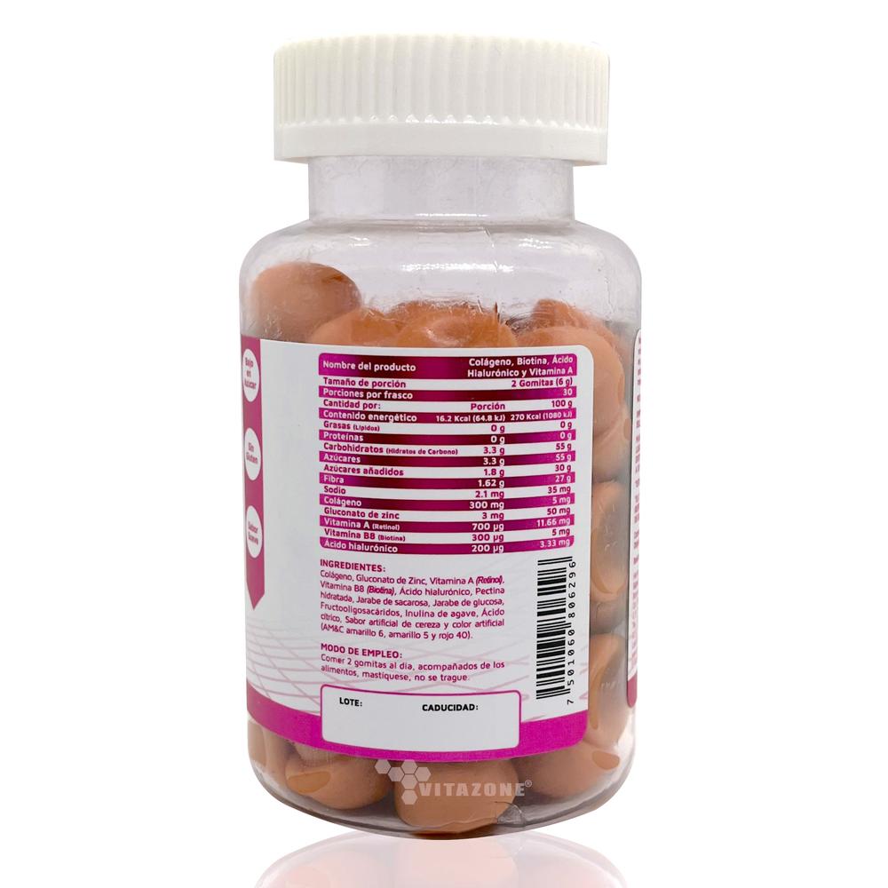 Foto 4 pulgar | Colágeno Biotina Ácido Hialurónico Vidanat 60 Gomitas Cereza