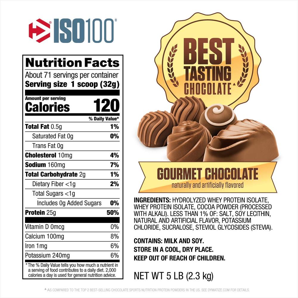 Foto 3 pulgar | Proteína Hidrolizada Dymatize Iso 100 5lbs