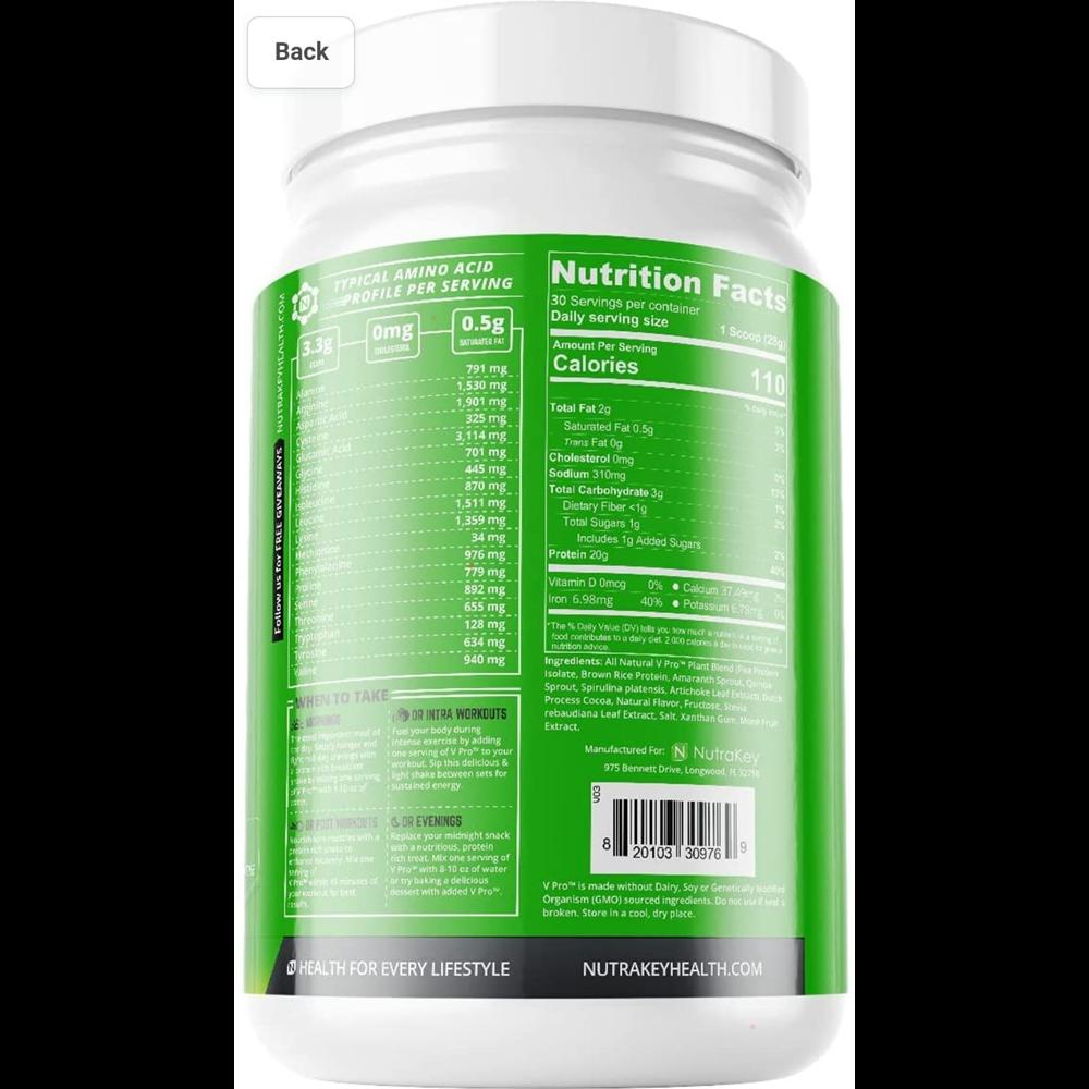 Foto 3 pulgar | Proteína Vegana Nutrakey Vpro 2 Lbs