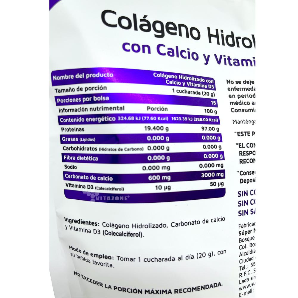Foto 3 pulgar | Colágeno Hidrolizado Calcio Vitamina D3 300 Gr Vidanat