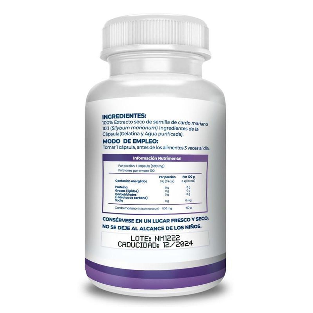 Foto 3 pulgar | Suplemento Alimenticio Cardo Mariano Naima Lab 100 Cápsulas de 500 Mg