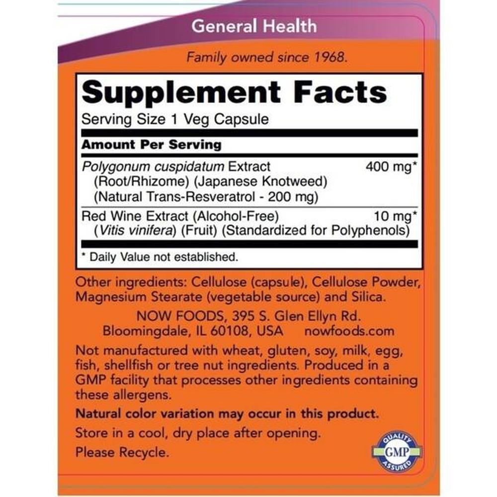 Foto 3 pulgar | Vitaminas Now Resveratrol