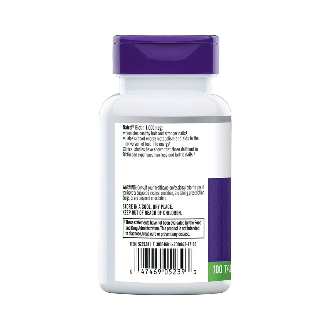 Foto 2 | Biotina Natrol 100 Tabletas de 10000mcg