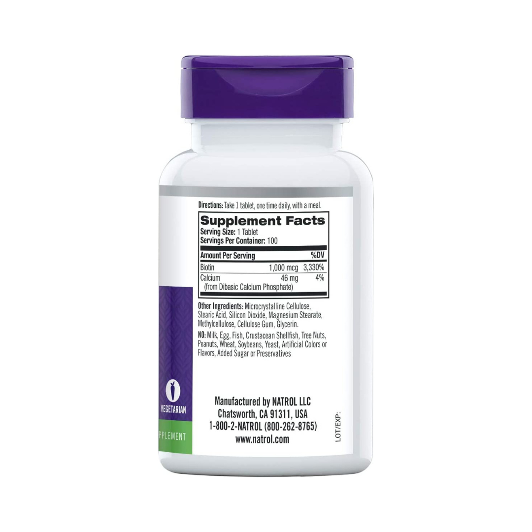 Foto 3 | Biotina Natrol 100 Tabletas de 10000mcg