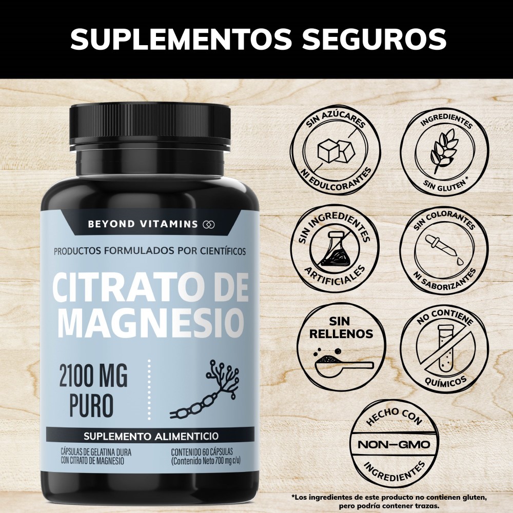 Foto 3 pulgar | Citrato De Magnesio 2100mg  - Magnesium Citrate 100% Puro - 60 Cápsulas