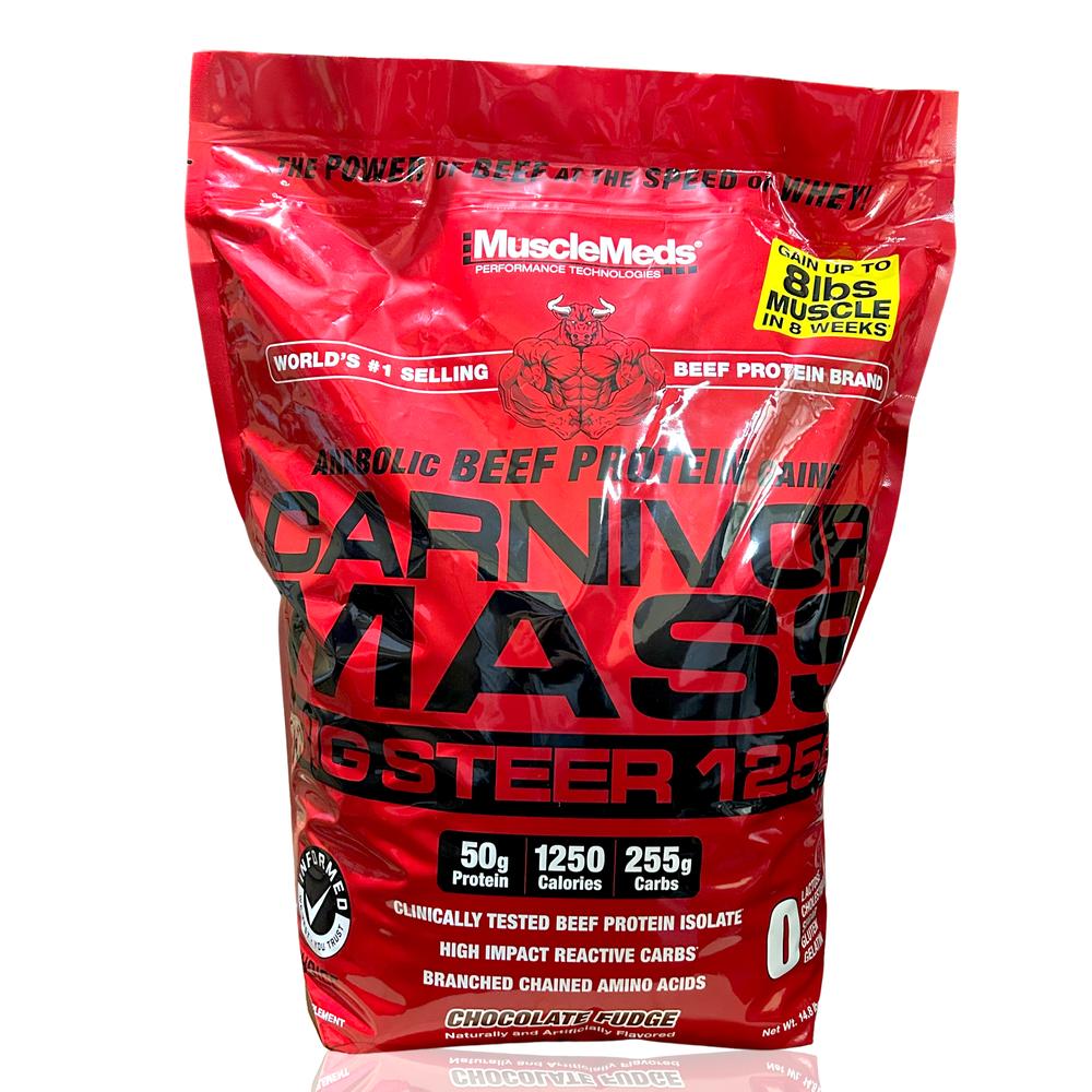 Proteína Musclemeds Carnivor Mass Big Steer sabor Chocolate 15 Libras $1,999