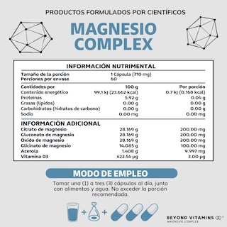 Foto 3 | Suplemento Alimenticio Magnesio Complex - 710 Mg Sin Rellenos - 60 cápsulas