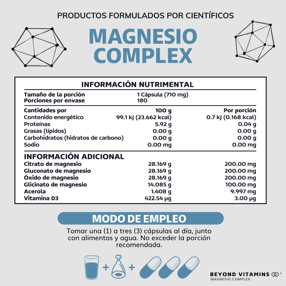 Foto 6 | Suplemento Alimenticio Magnesio Complex - 710 Mg Sin Rellenos - 180 cápsulas
