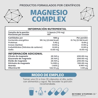 Foto 6 | Suplemento Alimenticio Magnesio Complex - 710 Mg Sin Rellenos - 180 cápsulas