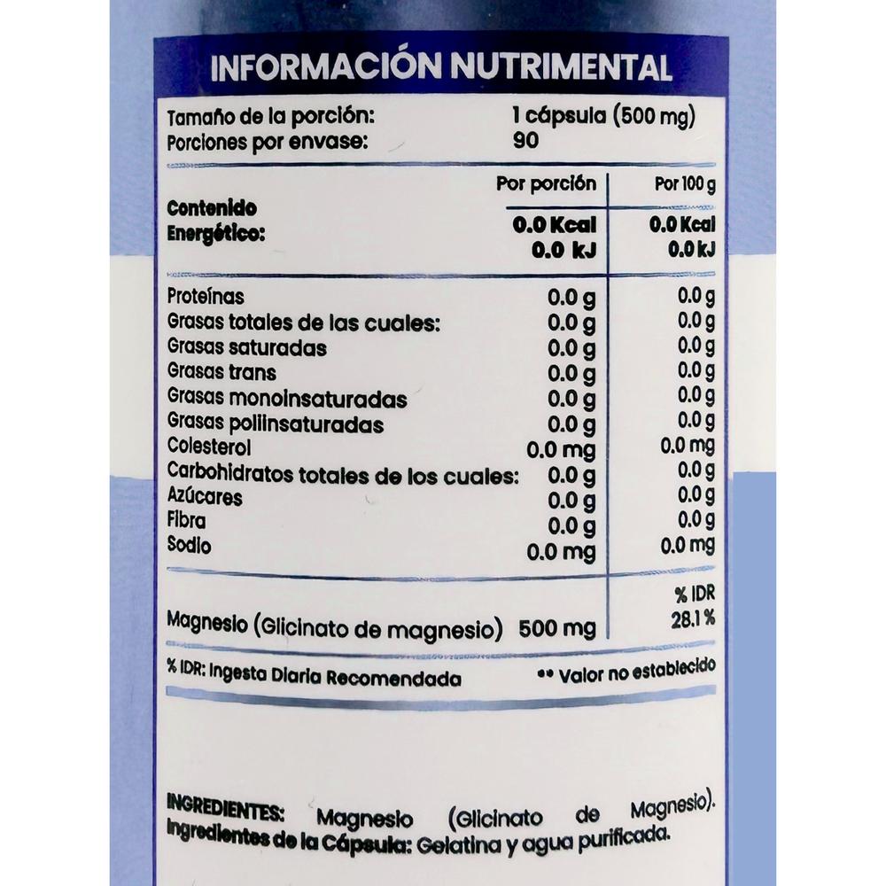 Foto 3 pulgar | Glicinato de Magnesio de 500mg - 90 cápsulas Flow en color Azul