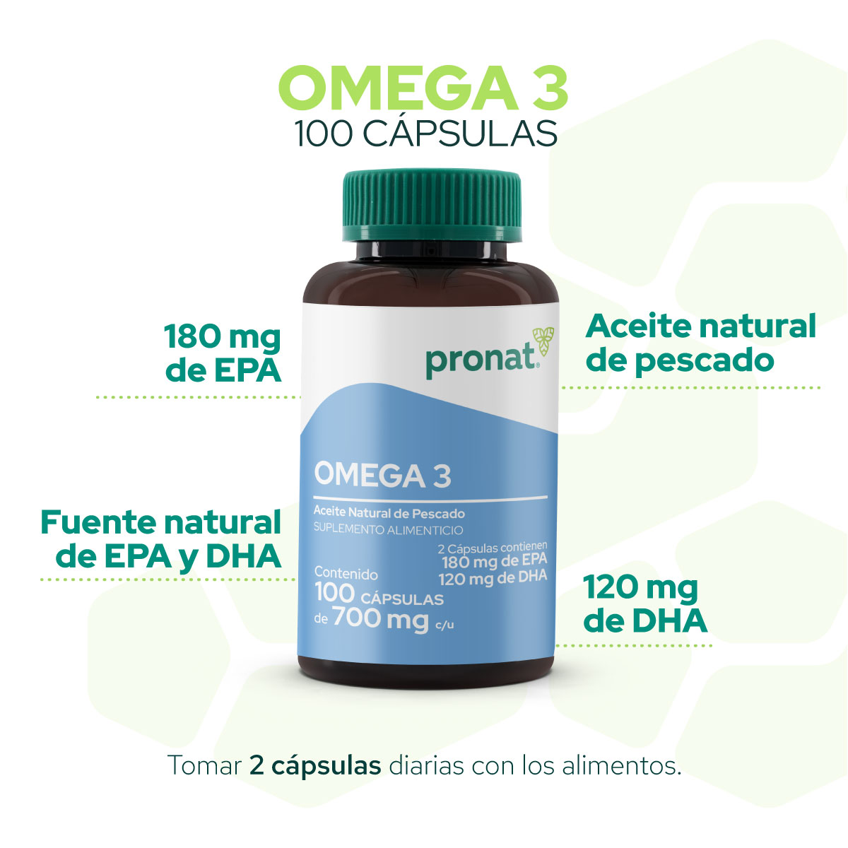 Foto 6 pulgar | Suplemento Omega 3 Pronat PN-755 Aceite de Pescado 100 Perlas