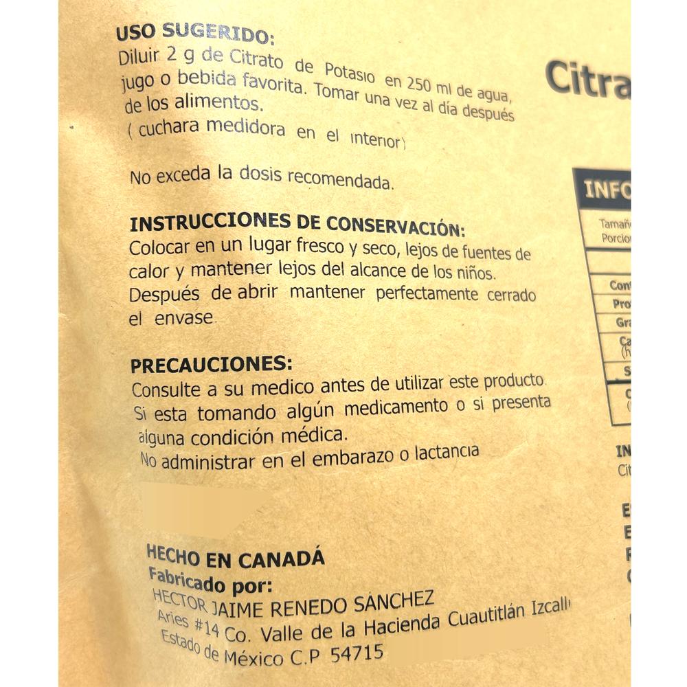 Foto 3 pulgar | Citrato de Potasio en Cristal Granalia 1 KG