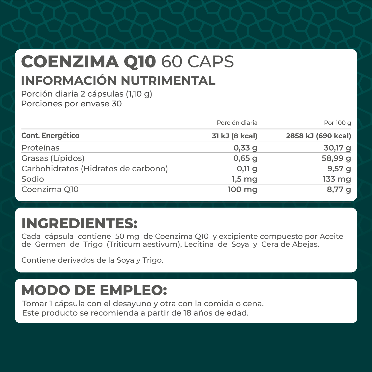 Foto 5 pulgar | Suplemento Coenzima Pronat Q10 60 Cápsulas 50 mg