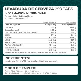 Foto 4 | Suplemento Levadura de Cerveza Pronat 250 Tabletas