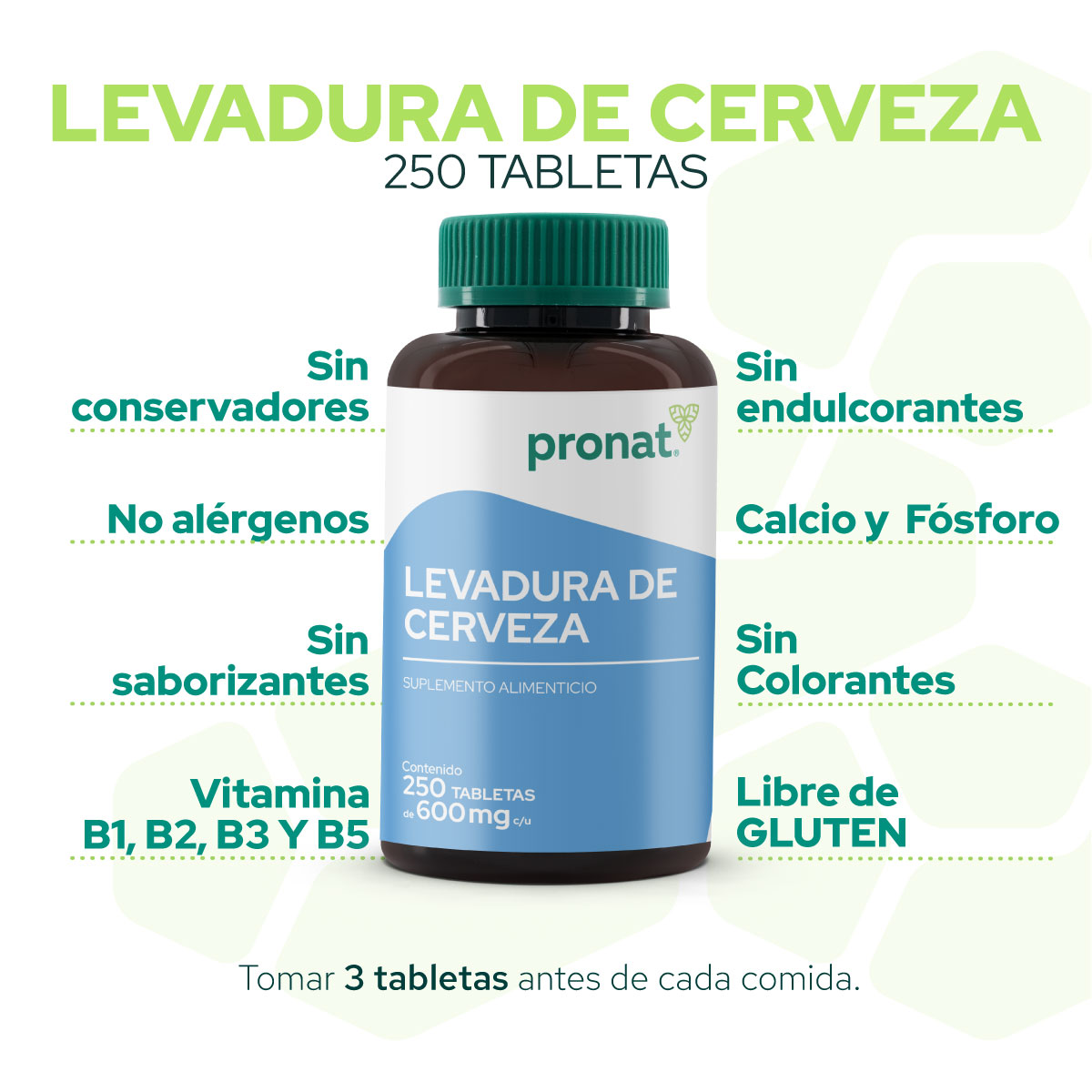 Foto 6 pulgar | Suplemento Levadura de Cerveza Pronat 250 Tabletas