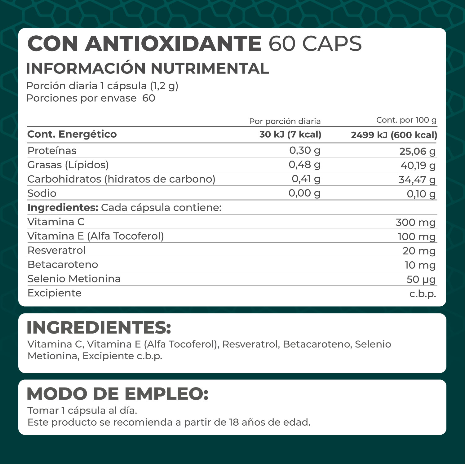 Foto 5 pulgar | Suplemento Alimenticio Pronat Antioxidante con Resveratrol 60 Cápsulas