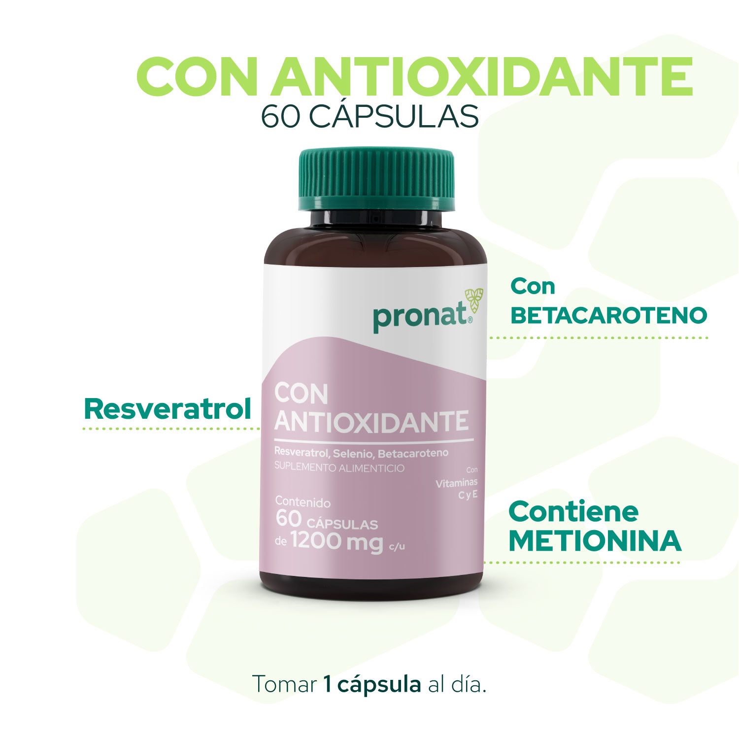 Foto 6 pulgar | Suplemento Alimenticio Pronat Antioxidante con Resveratrol 60 Cápsulas