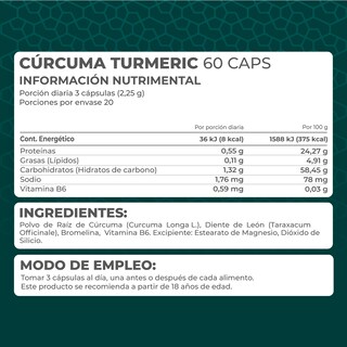 Foto 4 | Suplemento Curcuma Turmeric Pronat 60 Caps