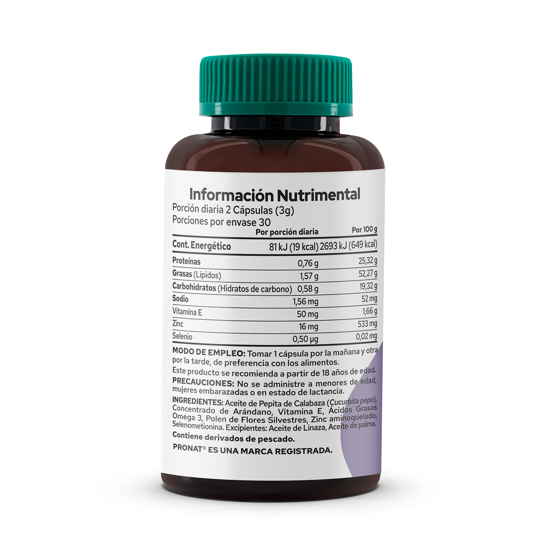Foto 3 | Suplemento Alimenticio Pronat Prosunat Omega 3 + Zinc 60 Cápsulas