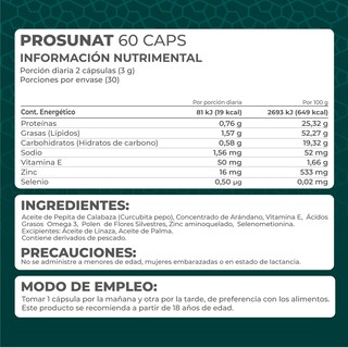 Foto 4 | Suplemento Alimenticio Pronat Prosunat Omega 3 + Zinc 60 Cápsulas