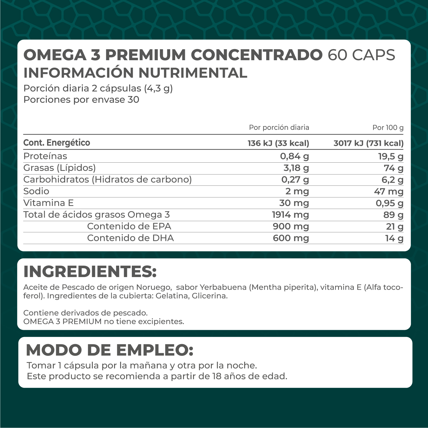 Foto 5 pulgar | Suplemento Alimenticio Pronat Omega 3 Prémium Concentrado 60 Cápsulas