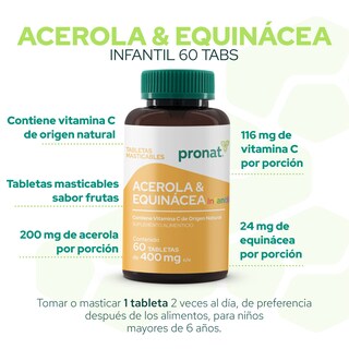 Foto 5 | Suplemento Alimenticio Pronat Acerola & Equinacea Infantil 60 Tabletas