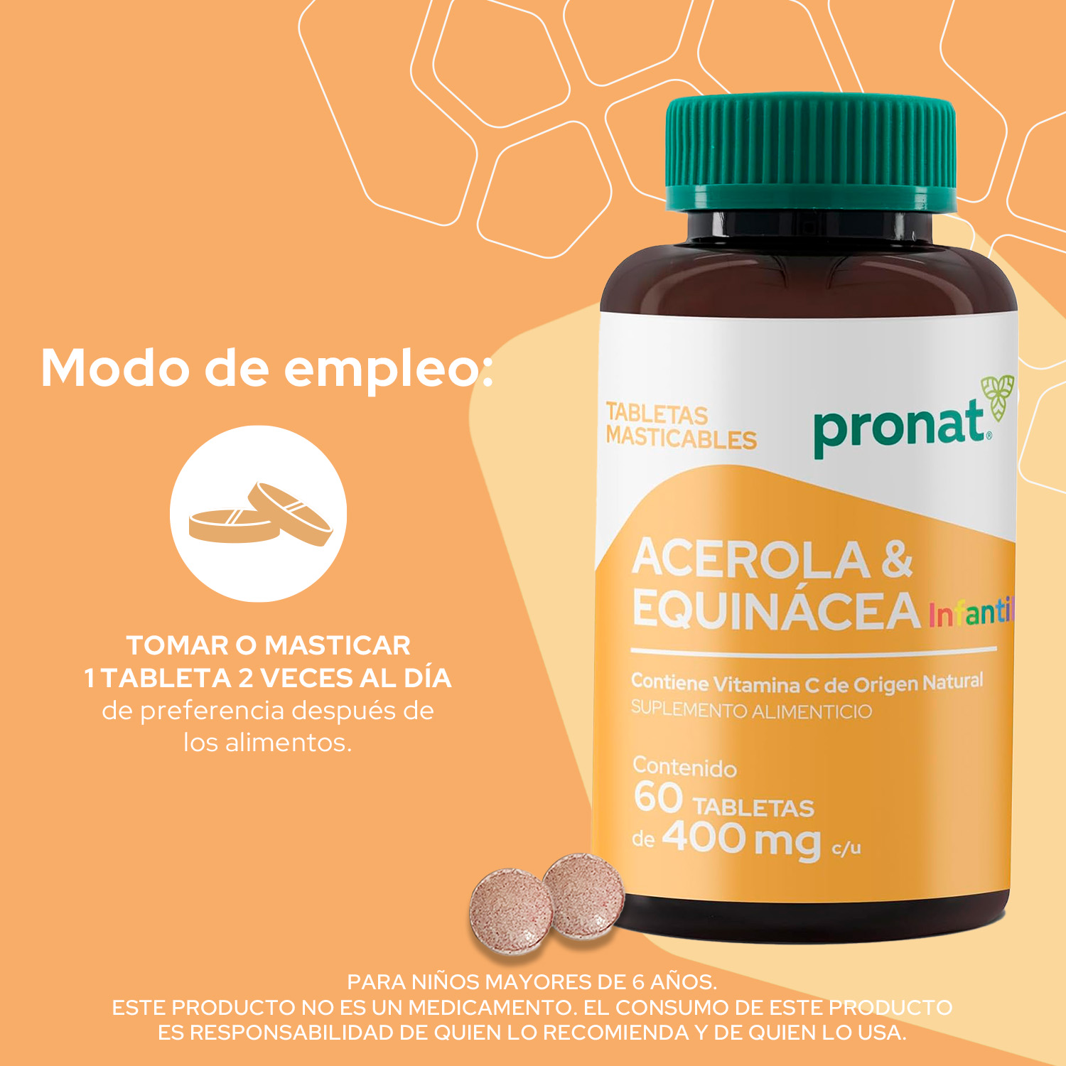Foto 8 pulgar | Suplemento Alimenticio Pronat Acerola & Equinacea Infantil 60 Tabletas