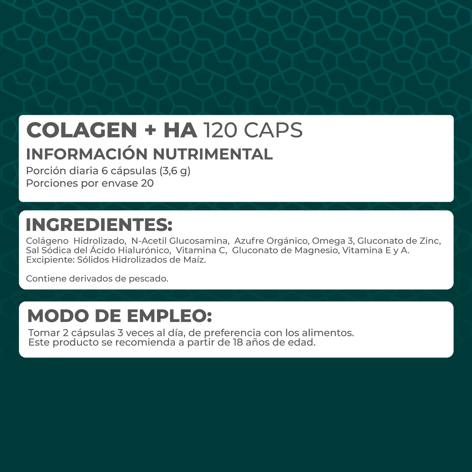 Foto 6 pulgar | Suplemento Alimenticio Pronat Colágeno Hidrolizado +ha 120 Cápsulas