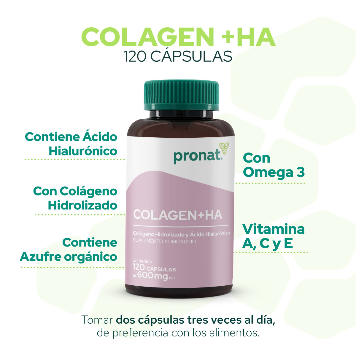Foto 7 pulgar | Suplemento Alimenticio Pronat Colágeno Hidrolizado +ha 120 Cápsulas