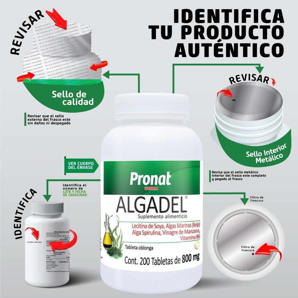 Foto 9 pulgar | Suplemento Pronat Algadel Lecitina de Soya 200 Tabletas