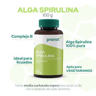 Foto 5 | Suplemento Alimenticio Pronat Alga Spirulina Orgánica Polvo 100 GR