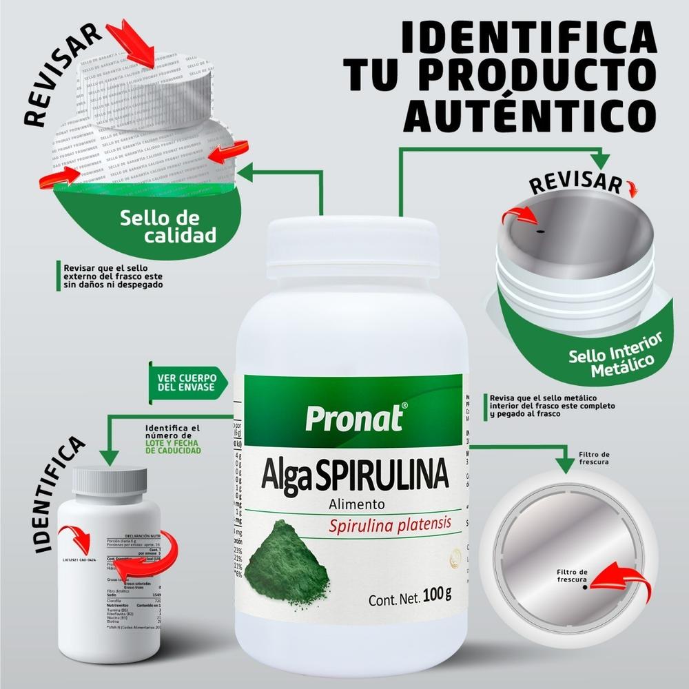 Foto 7 pulgar | Suplemento Alimenticio Pronat Alga Spirulina Orgánica Polvo 100 GR