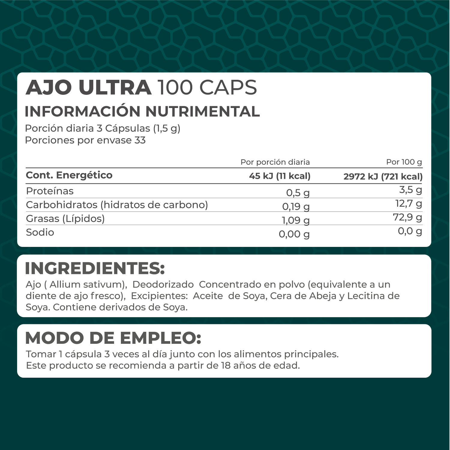 Foto 5 pulgar | Suplemento Alimenticio Pronat Ajo Ultra 100 Cápsulas