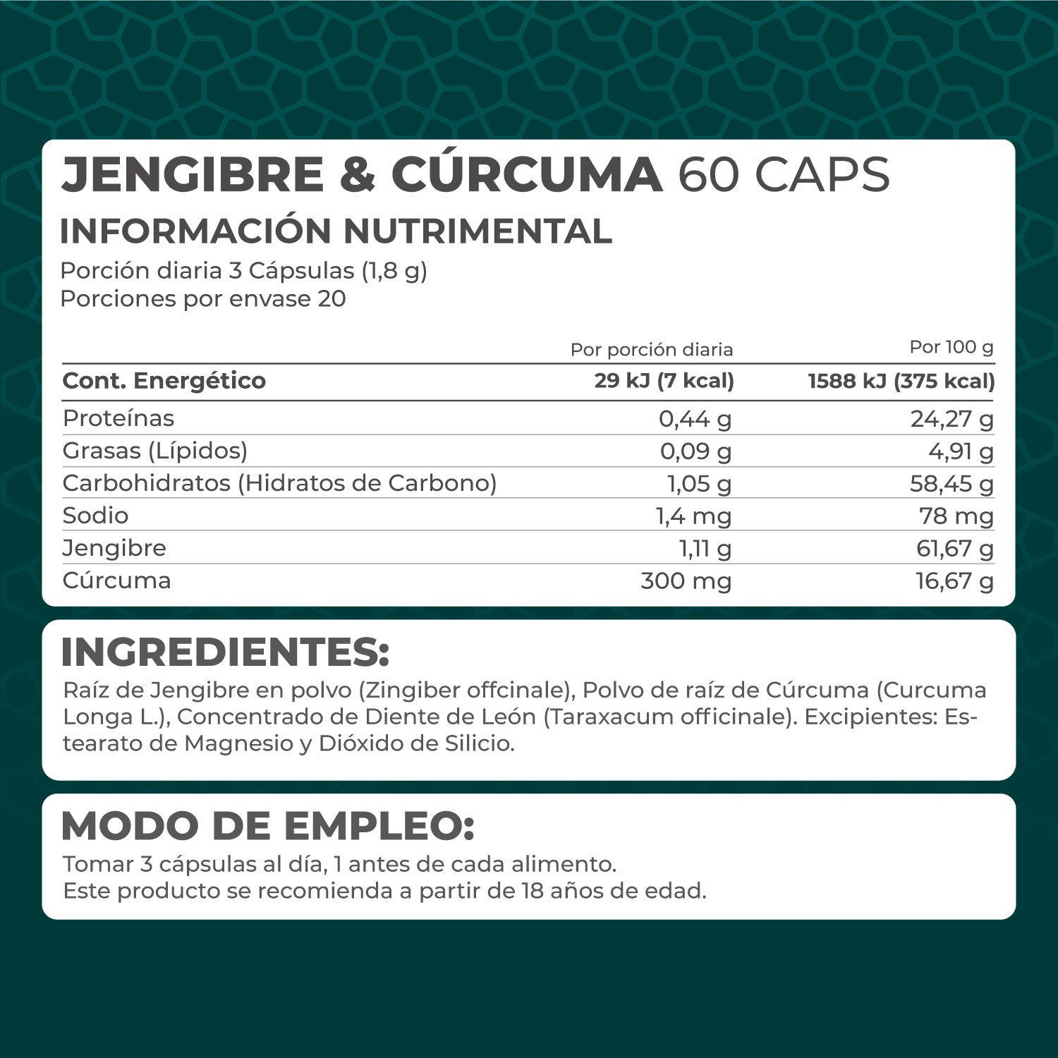 Foto 5 pulgar | Suplemento Alimenticio Pronat Jengibre & Curcuma 60 Cápsulas