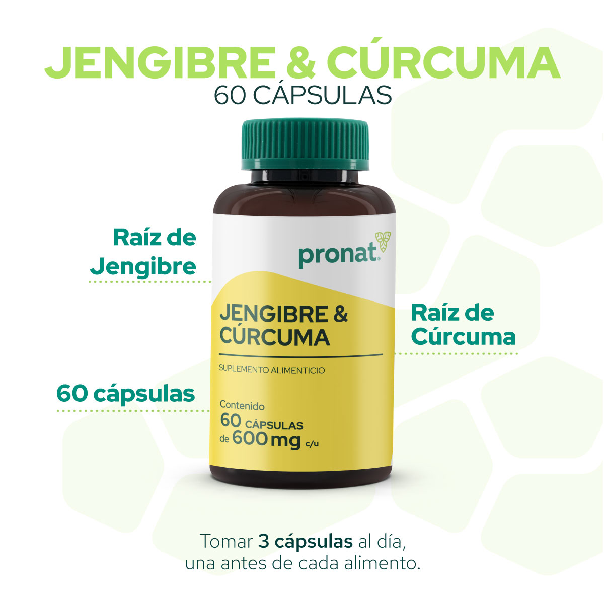 Foto 6 pulgar | Suplemento Alimenticio Pronat Jengibre & Curcuma 60 Cápsulas