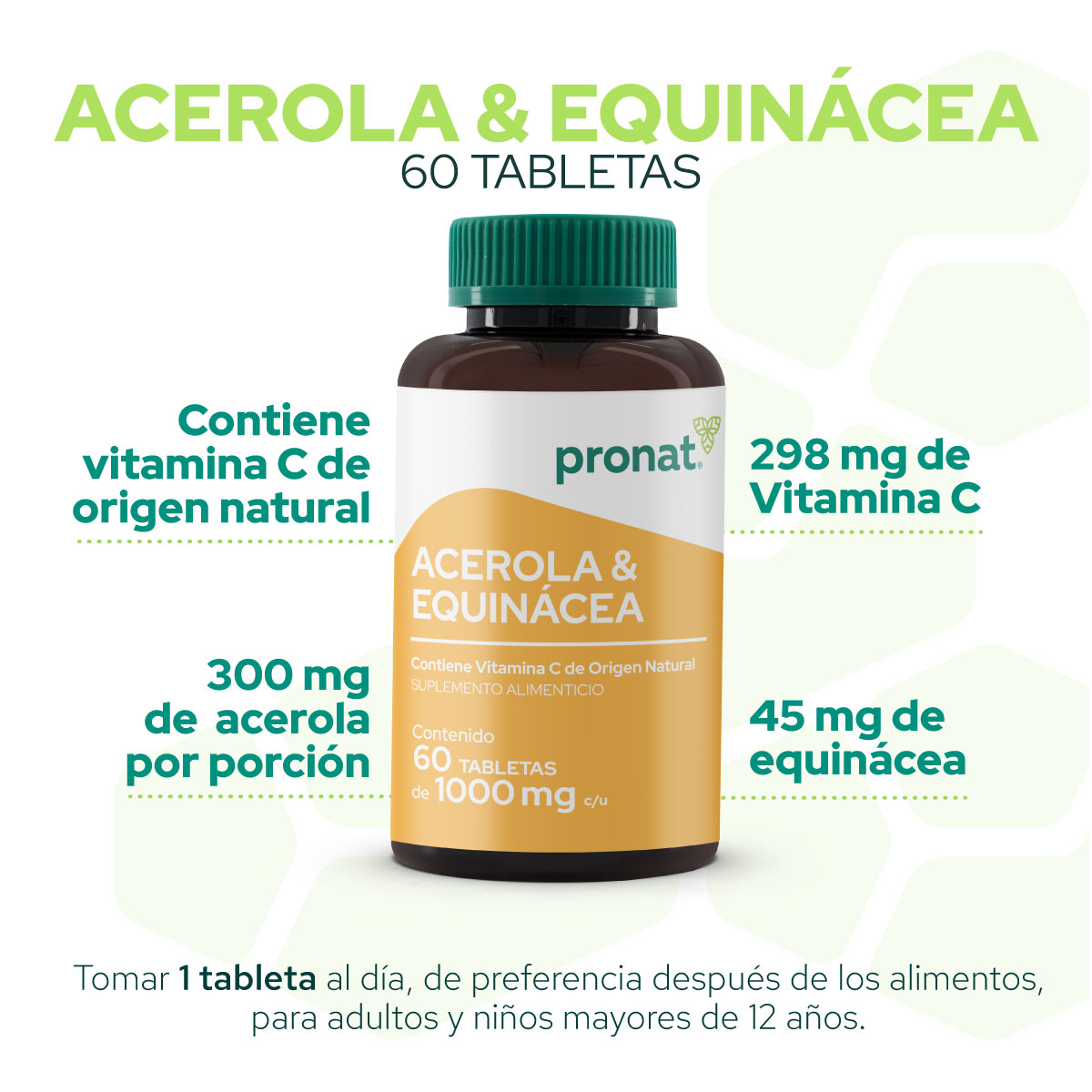 Foto 6 pulgar | Suplemento Alimenticio Pronalt Acerola & Equinacea con Vitamina C 60 Tabletas