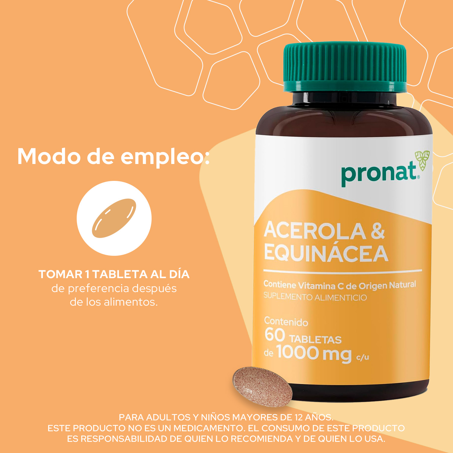 Foto 8 pulgar | Suplemento Alimenticio Pronalt Acerola & Equinacea con Vitamina C 60 Tabletas