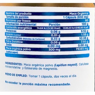 Foto 2 | Maca Orgánica 60 Cápsulas Vidanat
