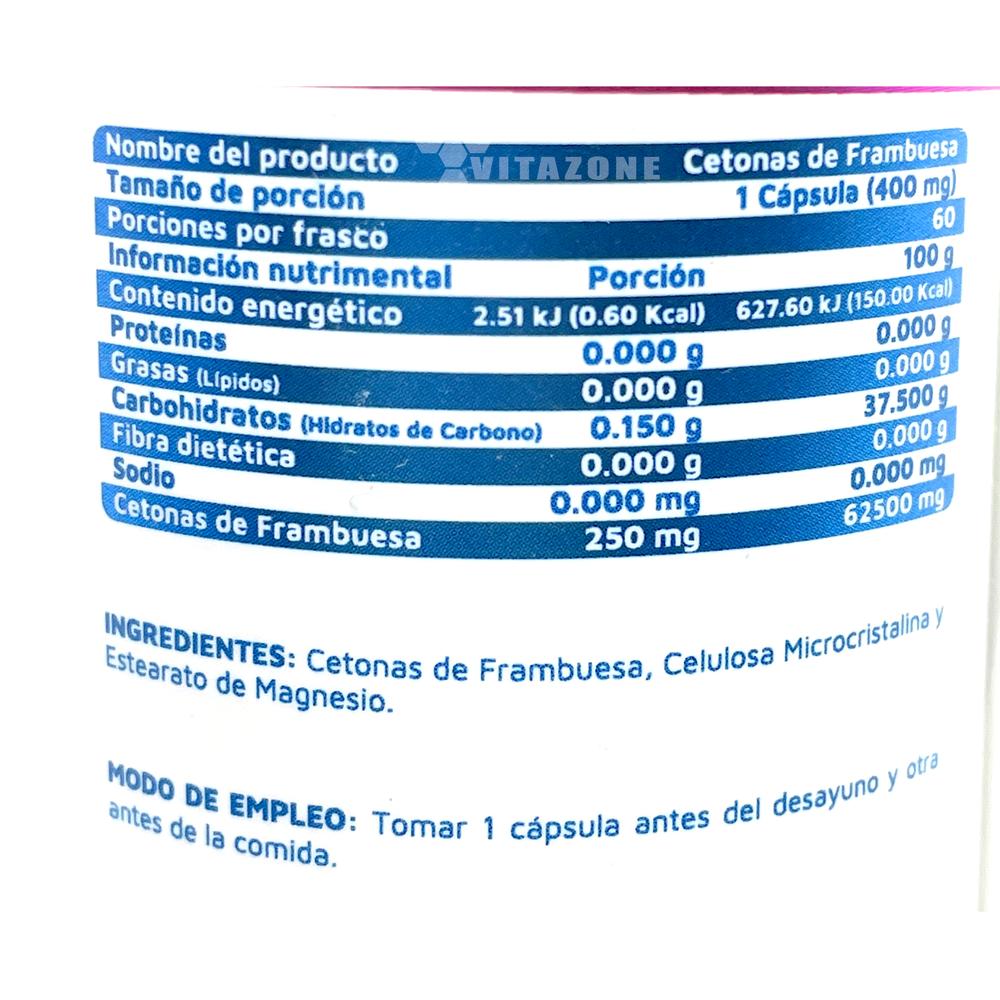 Foto 2 | Cetonas De Frambuesa 60 Cápsulas Vidanat