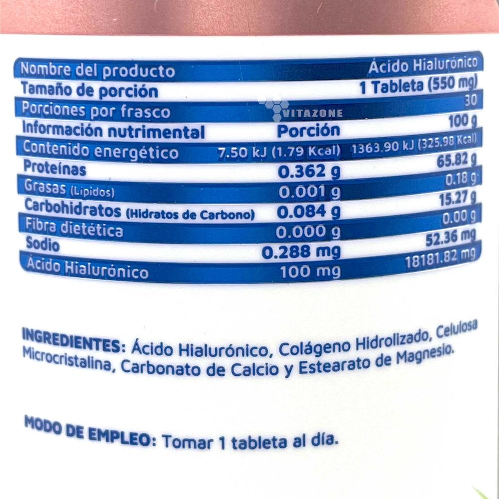 Foto 3 pulgar | Ácido Hialurónico 30 Tabletas Vidanat.