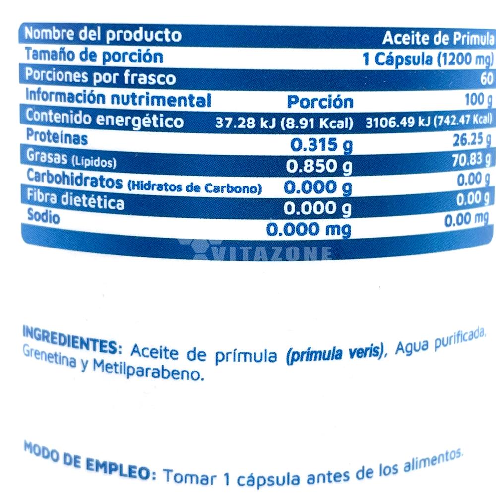 Foto 3 pulgar | Aceite De Prímula 60 Cápsulas Vidanat