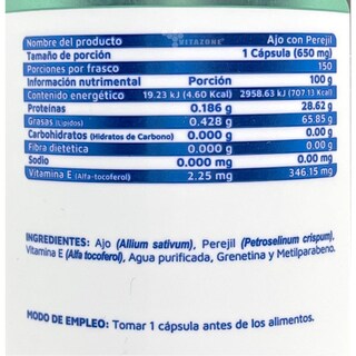 Foto 2 | Ajo Con Perejil 150 Caps 509 Mg Vidanat