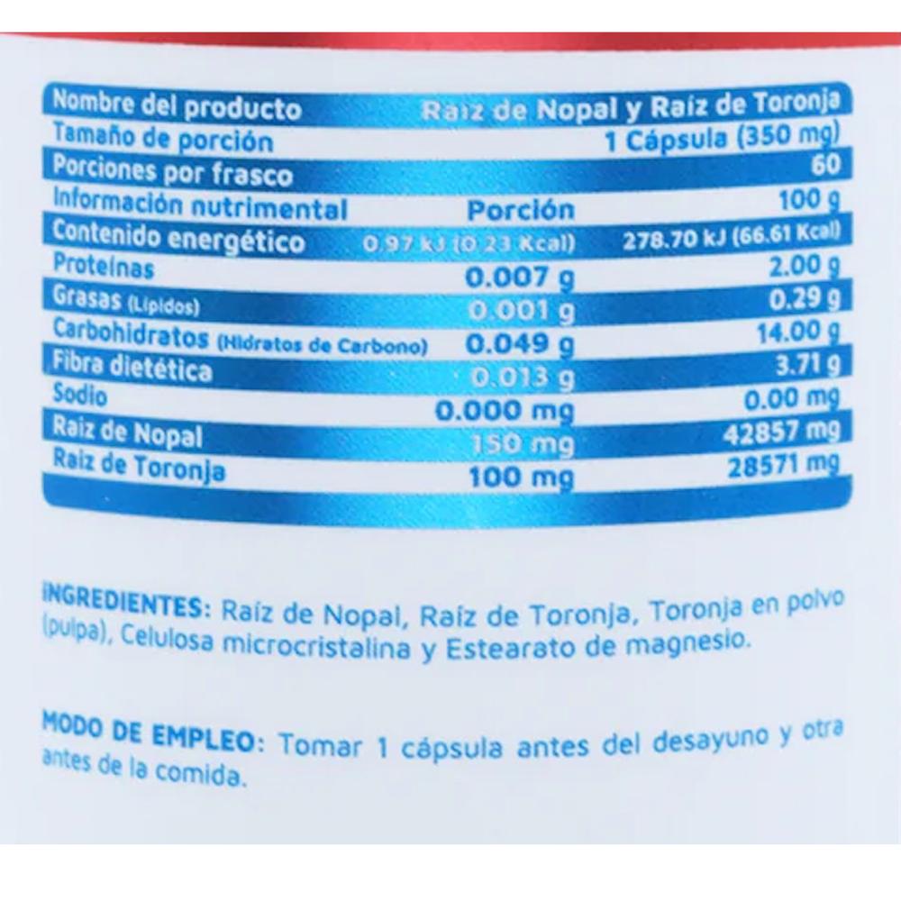Foto 3 pulgar | Raíz De Nopal Y Raíz De Toronja 60 Cápsulas Vidanat