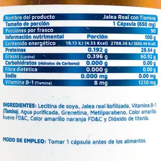 Foto 2 | Jalea Real Con Tiamina 90 Cápsulas Vidanat
