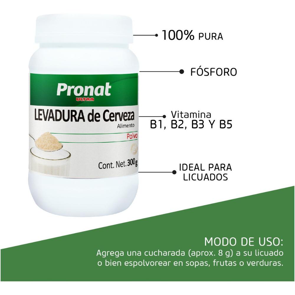 Foto 6 pulgar | Suplemento Alimenticio de Levadura De Cerveza Pronat en Polvo 300 Gr