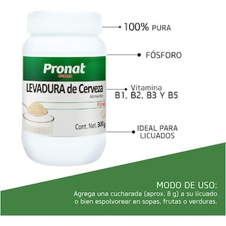 Foto 5 | Suplemento Alimenticio de Levadura De Cerveza Pronat en Polvo 300 Gr
